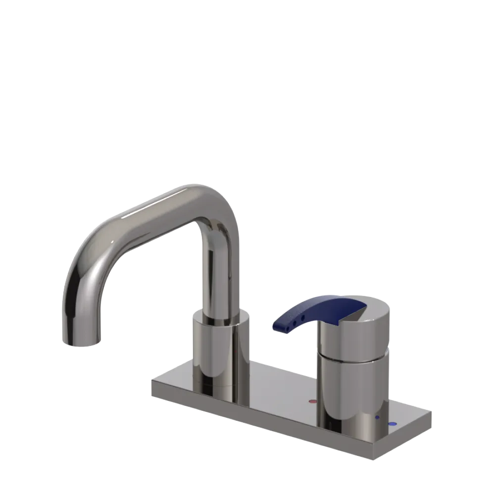 Rubinet 4" Centre Single Control Lav. Set. with Genesis spout (less drain) Polished Nickel