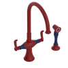 Rubinet Two Handle Single Hole Kitchen Set with Hand Spray Maroon