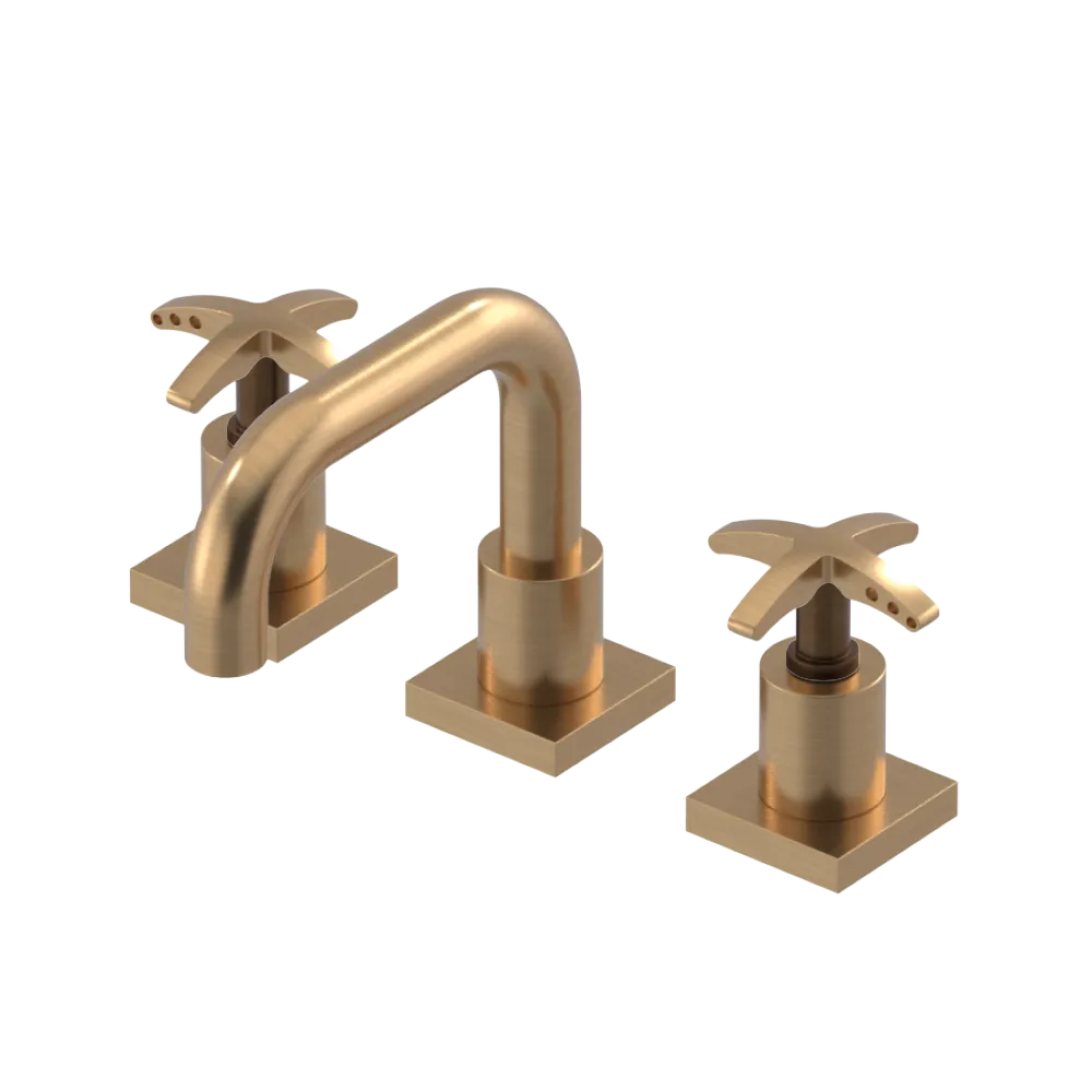 Rubinet Widespread Lav. Set. with Genesis spout (less drain) Satin Gold