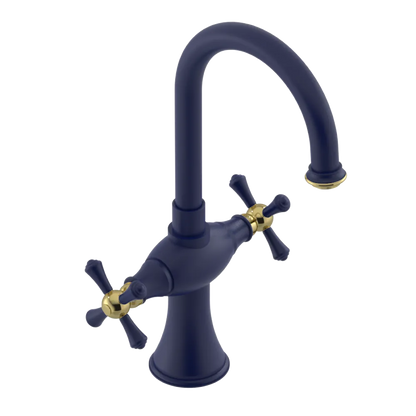 Rubinet Single Hole Dual Handle Lav. Set. (less drain) Midnight Blue