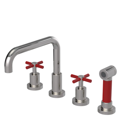 Rubinet Widespread Kitchen Set with Hand Spray Polished Nickel