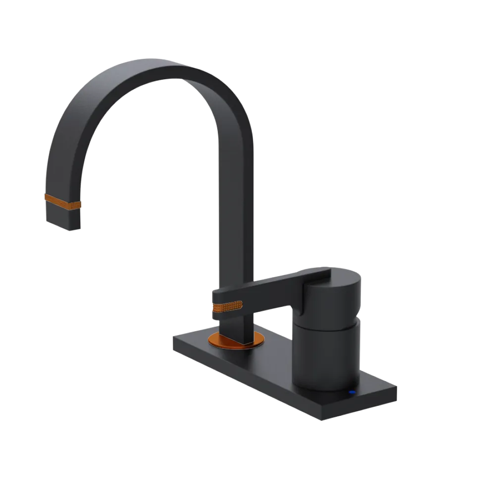 Rubinet 4" Centre Single Control Lav. Set (less drain) Matt Black