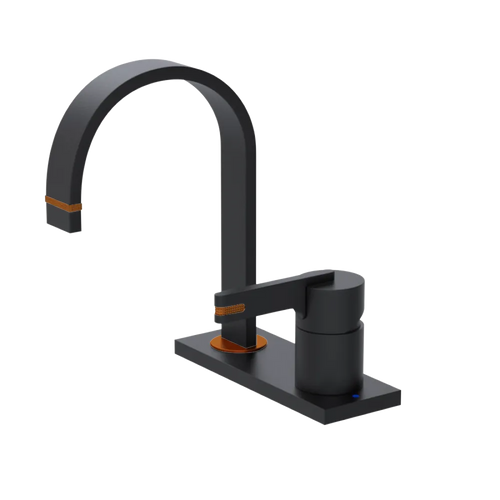 Rubinet 4" Centre Single Control Lav. Set (less drain) Matt Black