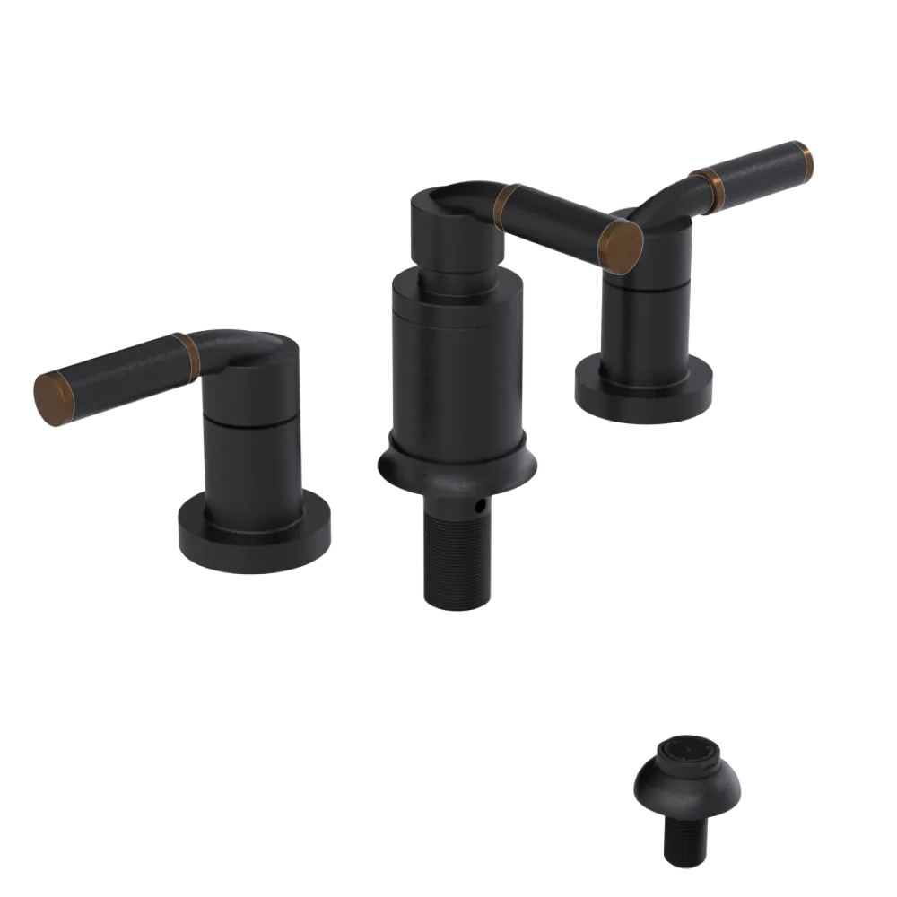 Rubinet Bidet Fitting with Spray, Diverter, and Vacuum Breaker (less drain) Matt Black