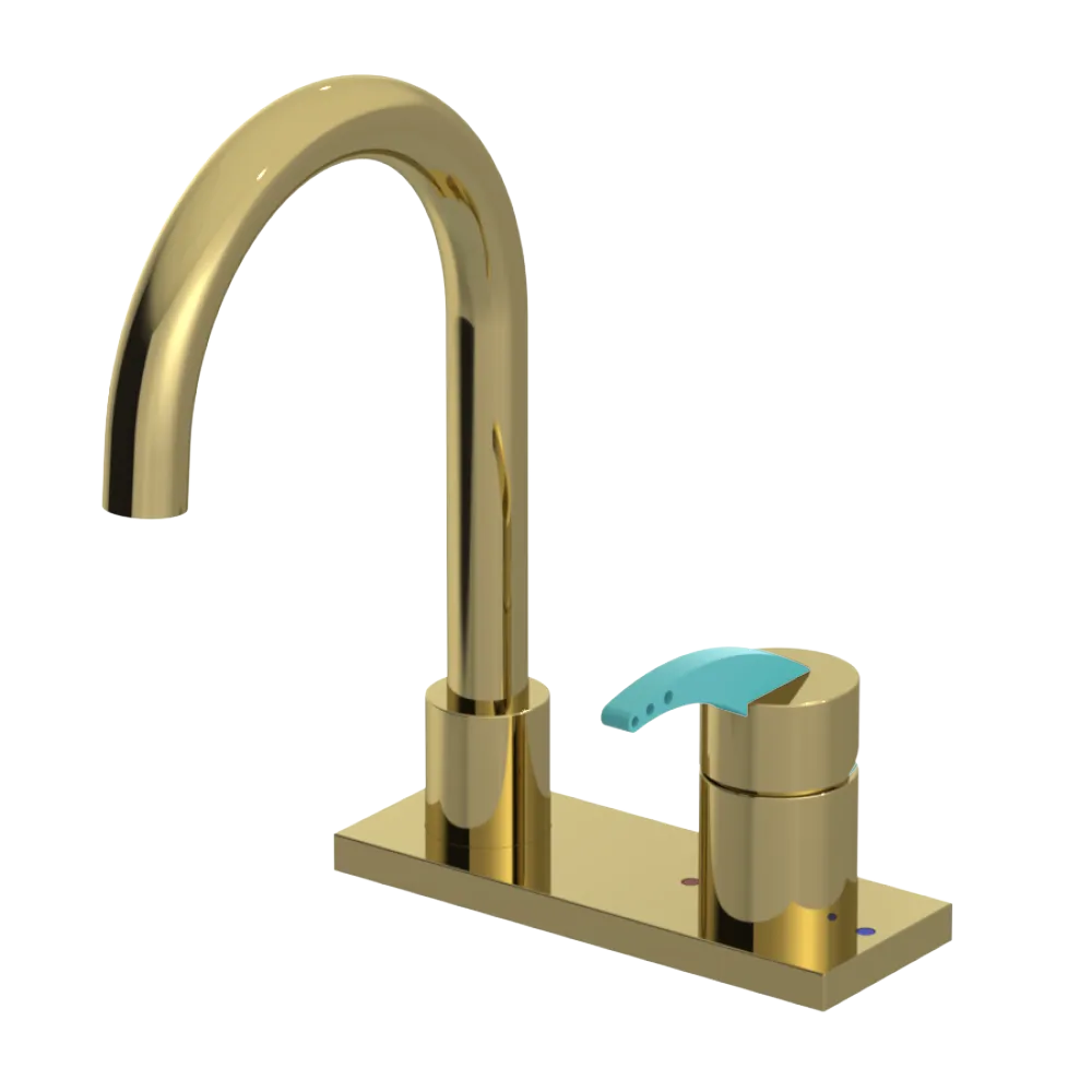Rubinet 4" Centre Single Control Lav. Set. (less drain) Natural Brass