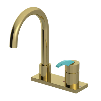 Rubinet 4" Centre Single Control Lav. Set. (less drain) Natural Brass