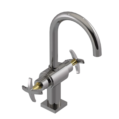 Rubinet Single Hole Dual Handle Lav. Set. (less drain) Polished Nickel
