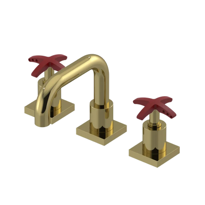 Rubinet Widespread Lav. Set. with Genesis spout (less drain) Natural Brass