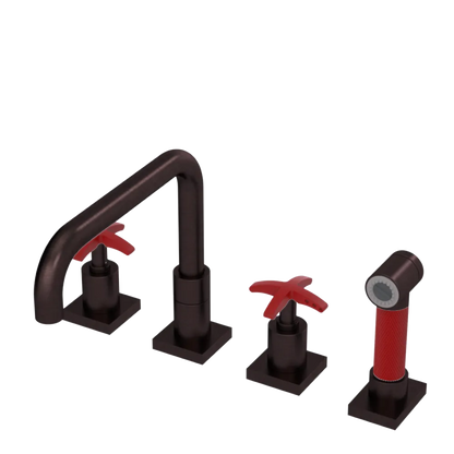 Rubinet Widespread Kitchen Set with Genesis Spout with Hand Spray Oil Rubbed Bronze