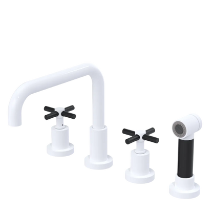 Rubinet Widespread Kitchen Set with Hand Spray White
