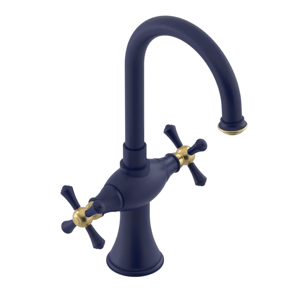 Rubinet Single Hole Dual Handle Lav. Set. (less drain) Midnight Blue
