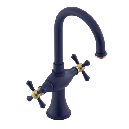 Rubinet Single Hole Dual Handle Lav. Set. (less drain) Midnight Blue