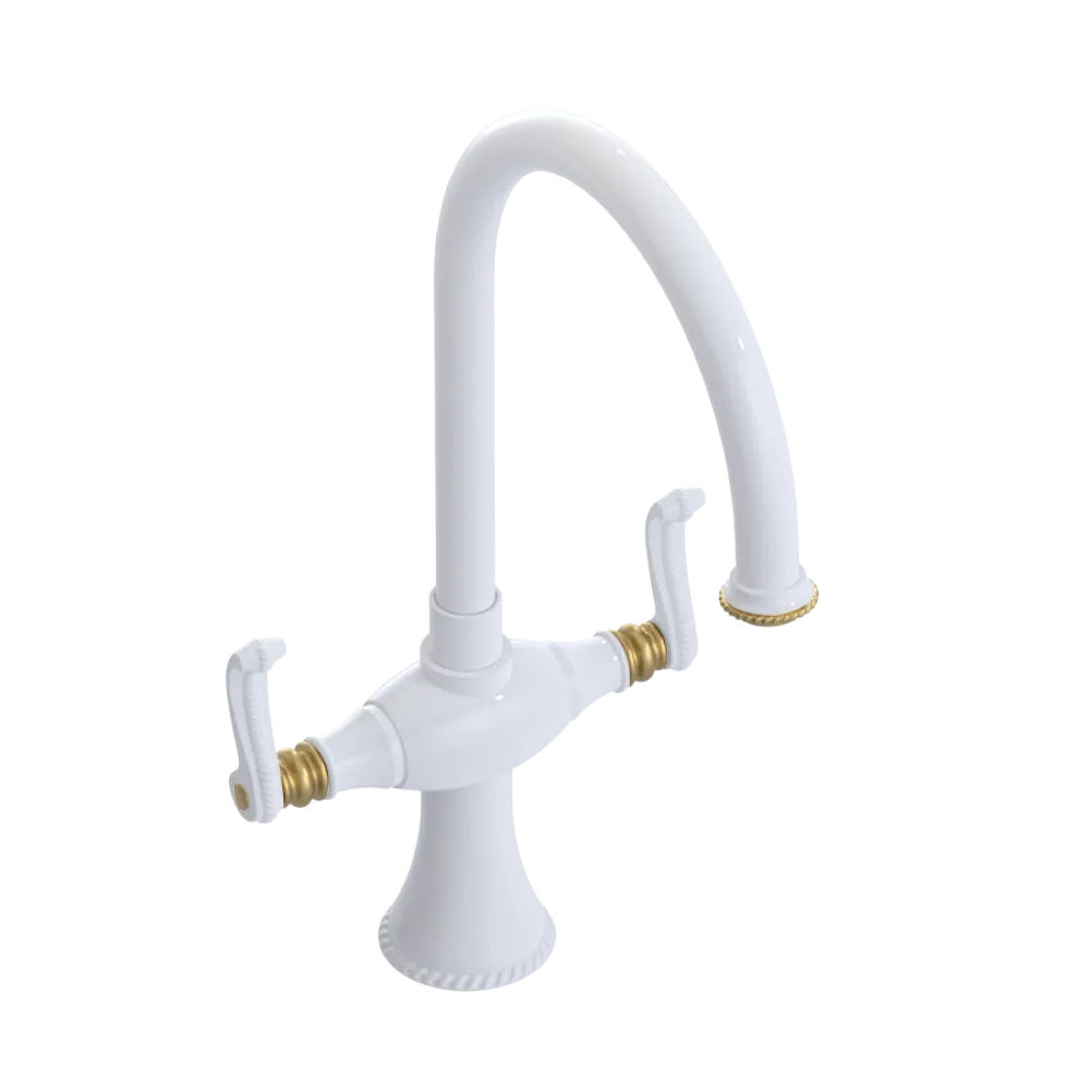 Rubinet Two Handle Single Hole Kitchen Set White