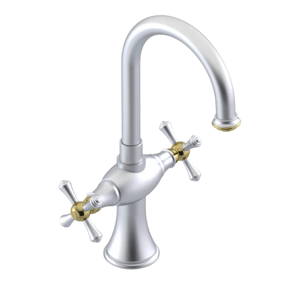 Rubinet Single Hole Dual Handle Lav. Set. (less drain) Satin Chrome