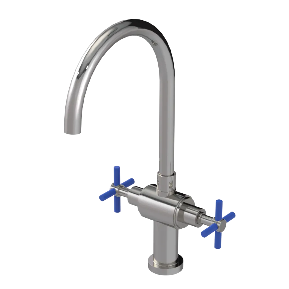 Rubinet Two Handle Single Hole Kitchen Set with LaSalle Spout Polished Nickel