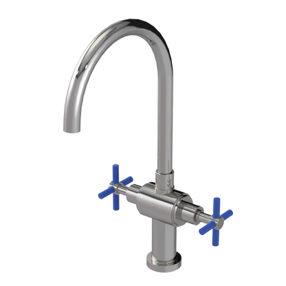 Rubinet Two Handle Single Hole Kitchen Set with LaSalle Spout Polished Nickel