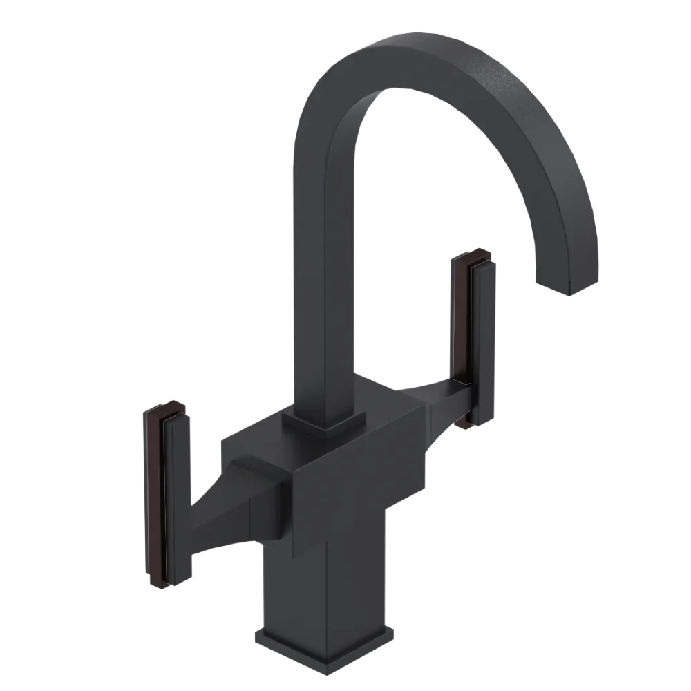 Rubinet Single Hole Dual Handle Lav. Set. (less drain) Matt Black