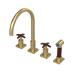 Rubinet Widespread Kitchen Set with Hand Spray Satin Brass