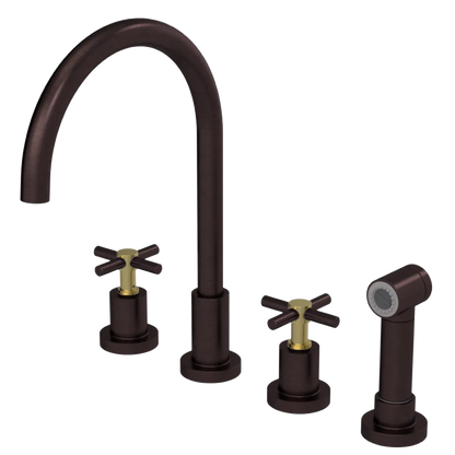Rubinet Widespread Kitchen Set with LaSalle Spout with Hand Spray Oil Rubbed Bronze