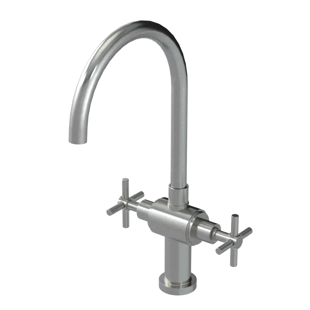 Rubinet Two Handle Single Hole Kitchen Set with LaSalle Spout Satin Nickel