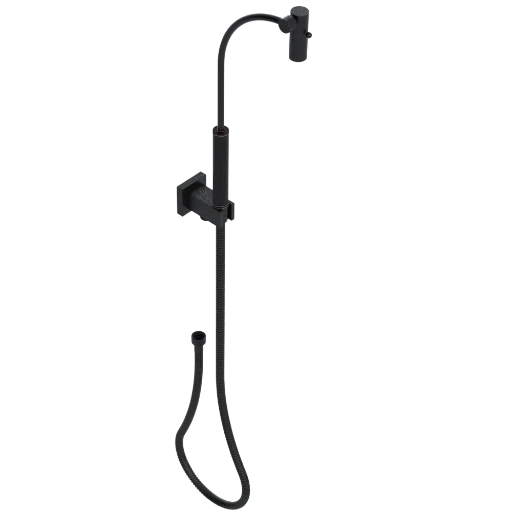 Rubinet Hand Held Shower Bidet with Extended Reach & Dual Function Spray Including Wall Bracket with Supply & Hose (Square) Matt Black