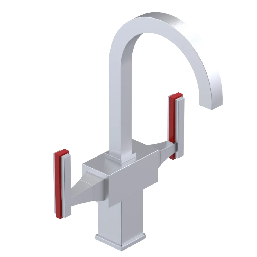 Rubinet Single Hole Dual Handle Lav. Set. (less drain) Satin Chrome