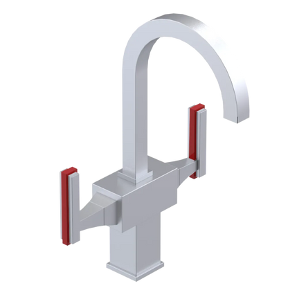 Rubinet Single Hole Dual Handle Lav. Set. (less drain) Satin Chrome