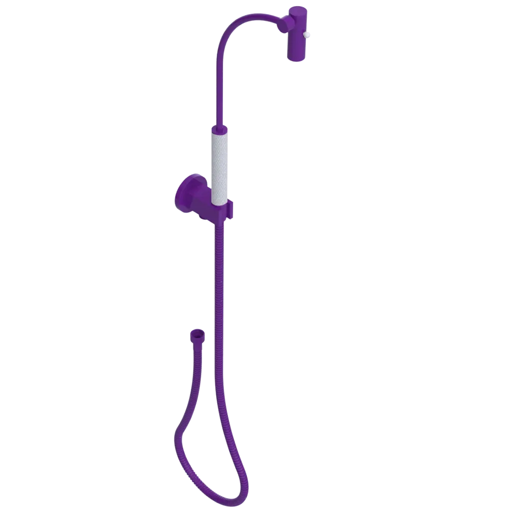 Rubinet Hand Held Shower Bidet with Extended Reach & Dual Function Spray Including Wall Bracket with Supply & Hose (Round) Purple Haze