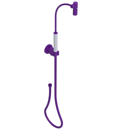 Rubinet Hand Held Shower Bidet with Extended Reach & Dual Function Spray Including Wall Bracket with Supply & Hose (Round) Purple Haze