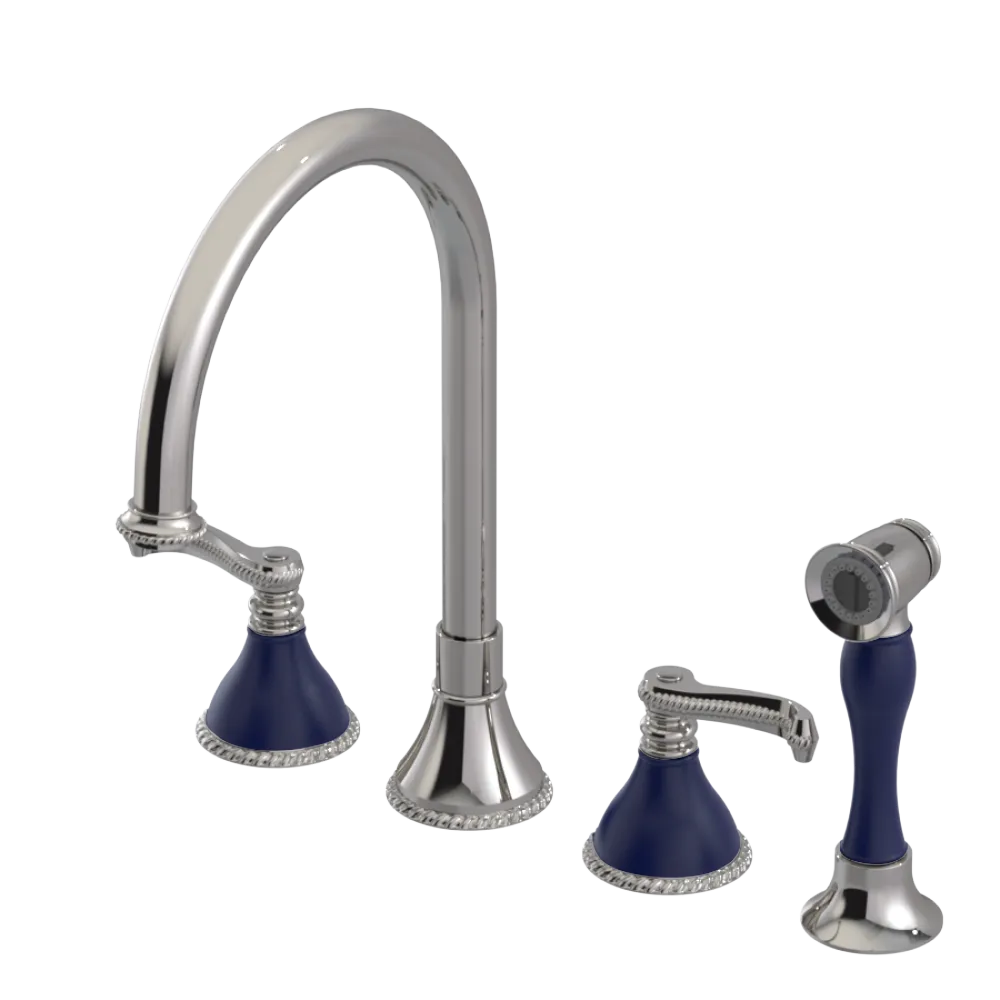 Rubinet Widespread Kitchen Set with Hand Spray Polished Nickel