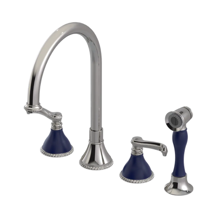 Rubinet Widespread Kitchen Set with Hand Spray Polished Nickel