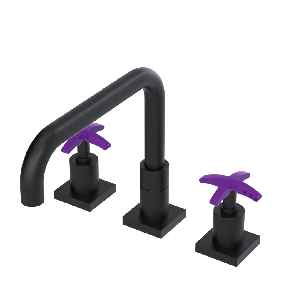 Rubinet Widespread Kitchen Set with Genesis Spout Matt Black