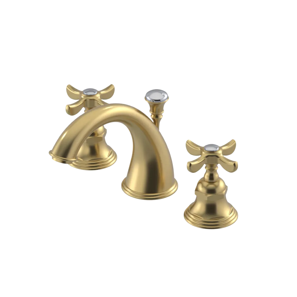 Rubinet Widespread Lav. Set. (less drain) Satin Brass