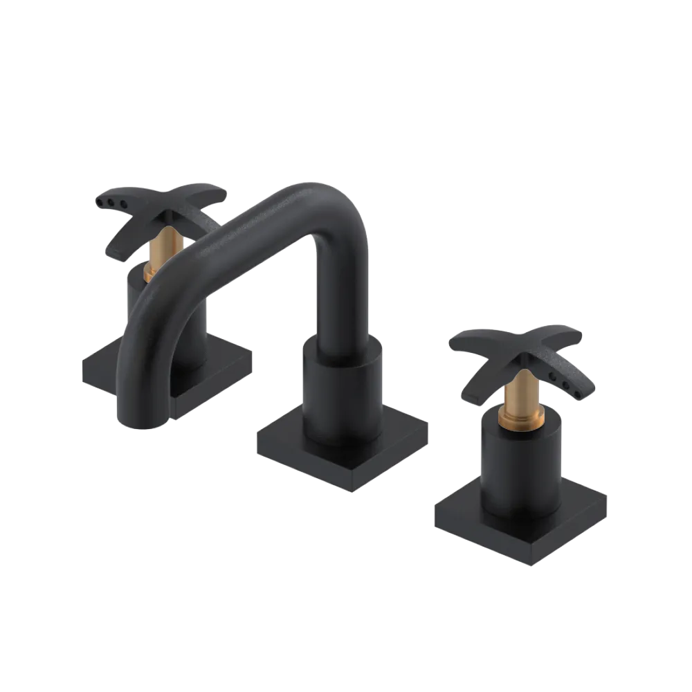 Rubinet Widespread Lav. Set. with Genesis spout (less drain) Matt Black