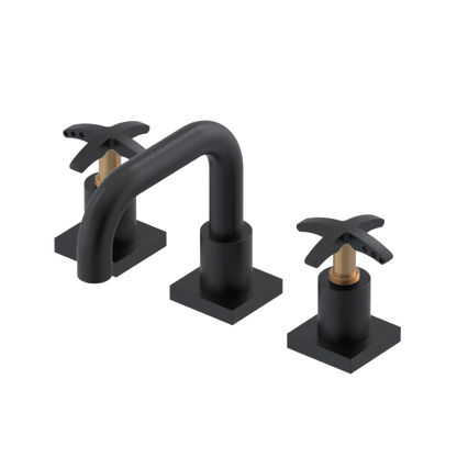 Rubinet Widespread Lav. Set. with Genesis spout (less drain) Matt Black