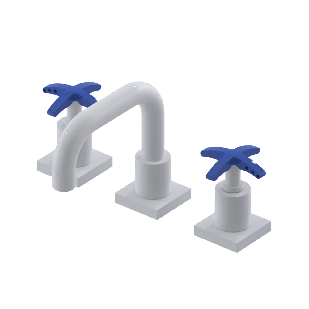 Rubinet Widespread Lav. Set. with Genesis spout (less drain) White