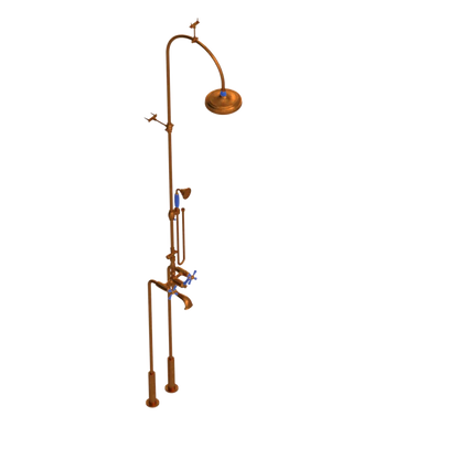 Rubinet Floor Mount Tub & Shower with hand held shower Antique Copper Matt