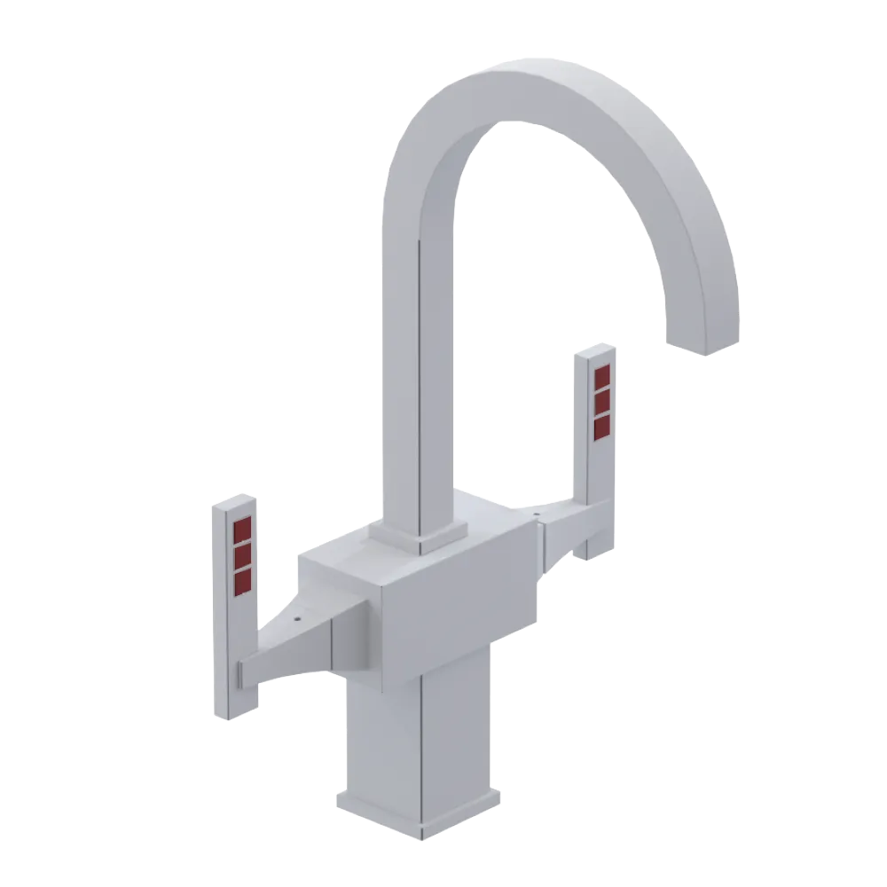 Rubinet Single Hole Dual Handle Lav. Set. (less drain) Matt White