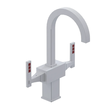 Rubinet Single Hole Dual Handle Lav. Set. (less drain) Matt White