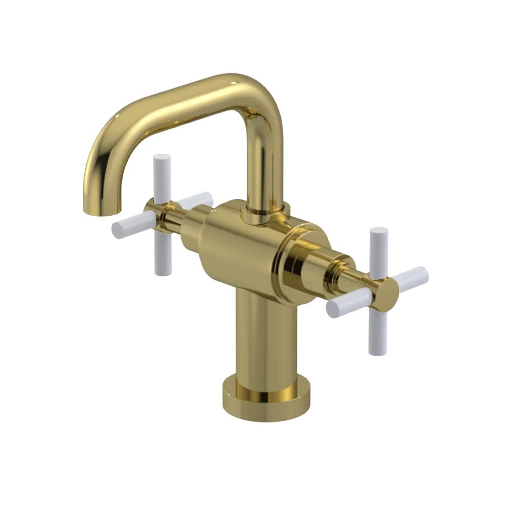 Rubinet Single Hole Dual Handle Lav. Set. (less drain) Natural Brass