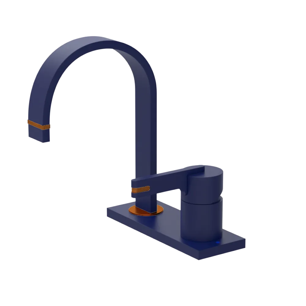 Rubinet 4" Centre Single Control Lav. Set (less drain) Midnight Blue