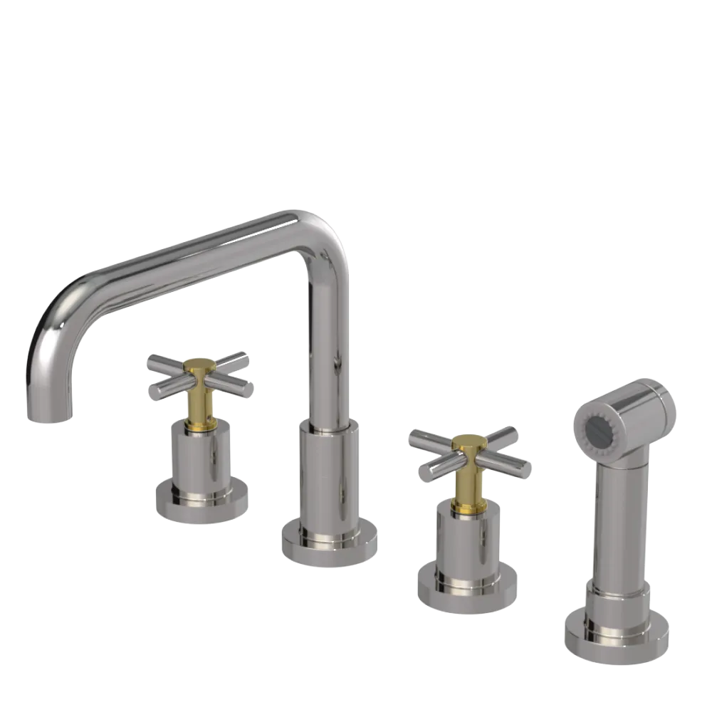Rubinet Widespread Kitchen Set with Hand Spray Polished Nickel