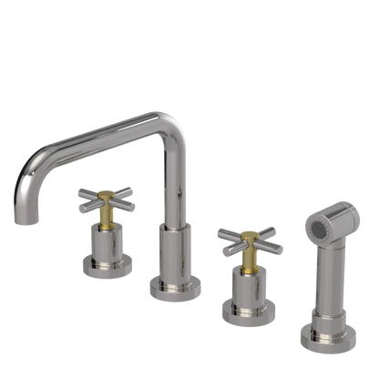 Rubinet Widespread Kitchen Set with Hand Spray Polished Nickel