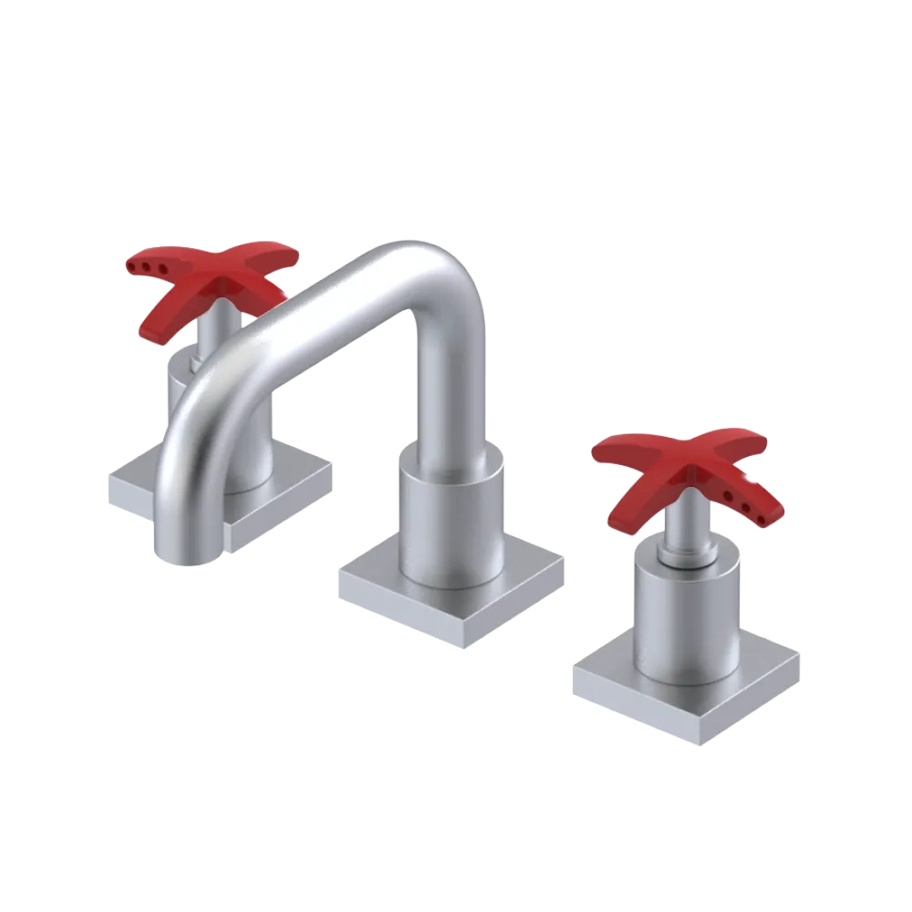 Rubinet Widespread Lav. Set. with Genesis spout (less drain) Satin Chrome