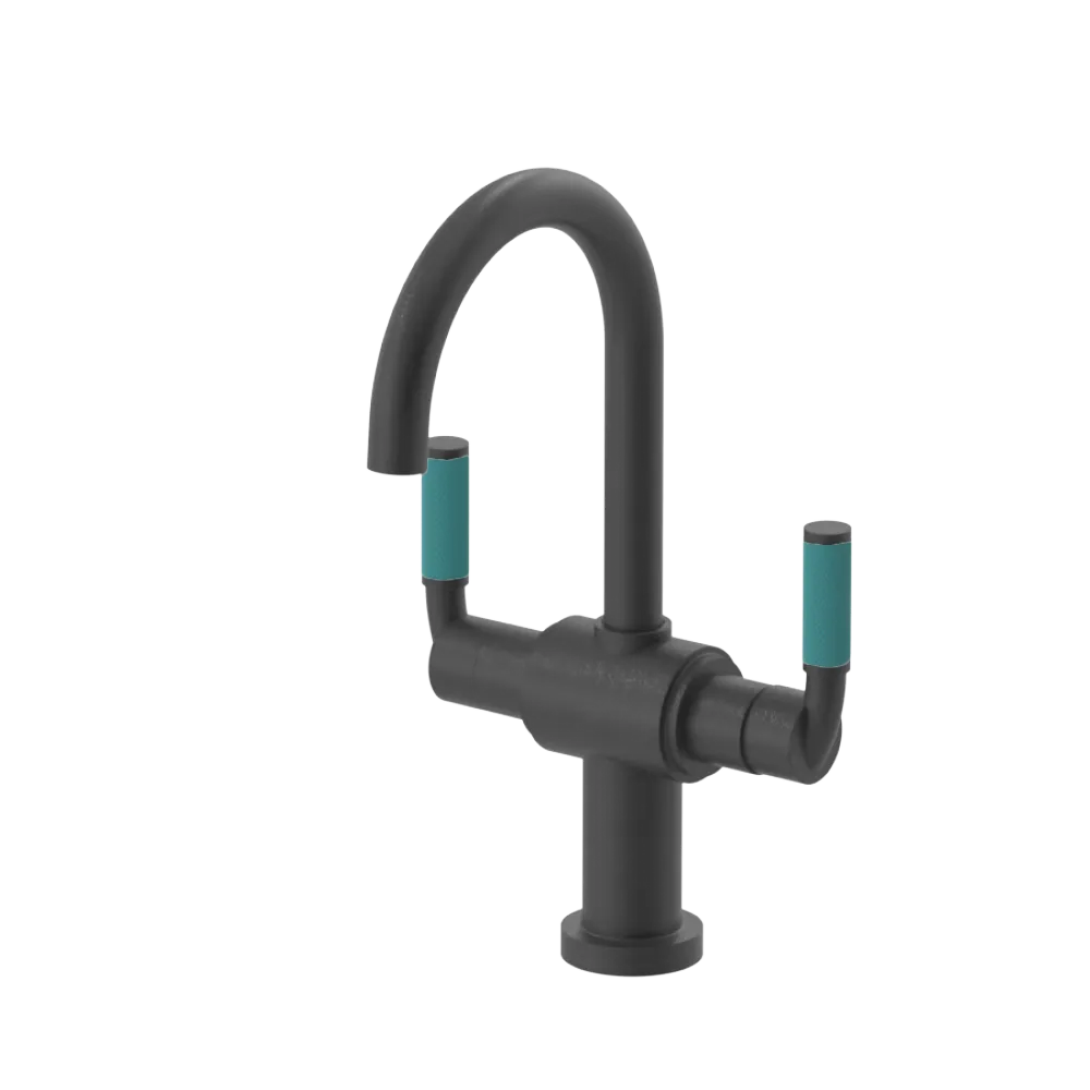 Rubinet Single Hole Dual Handle Lav. Set. (less drain) Matt Black