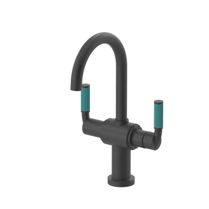 Rubinet Single Hole Dual Handle Lav. Set. (less drain) Matt Black