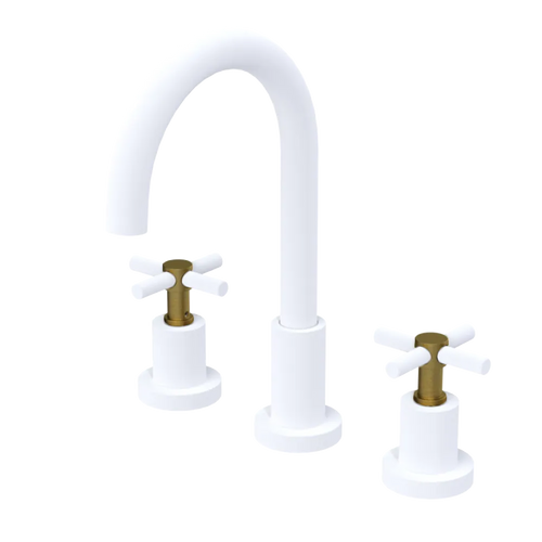 Rubinet Widespread Kitchen Set with LaSalle Spout Matt White