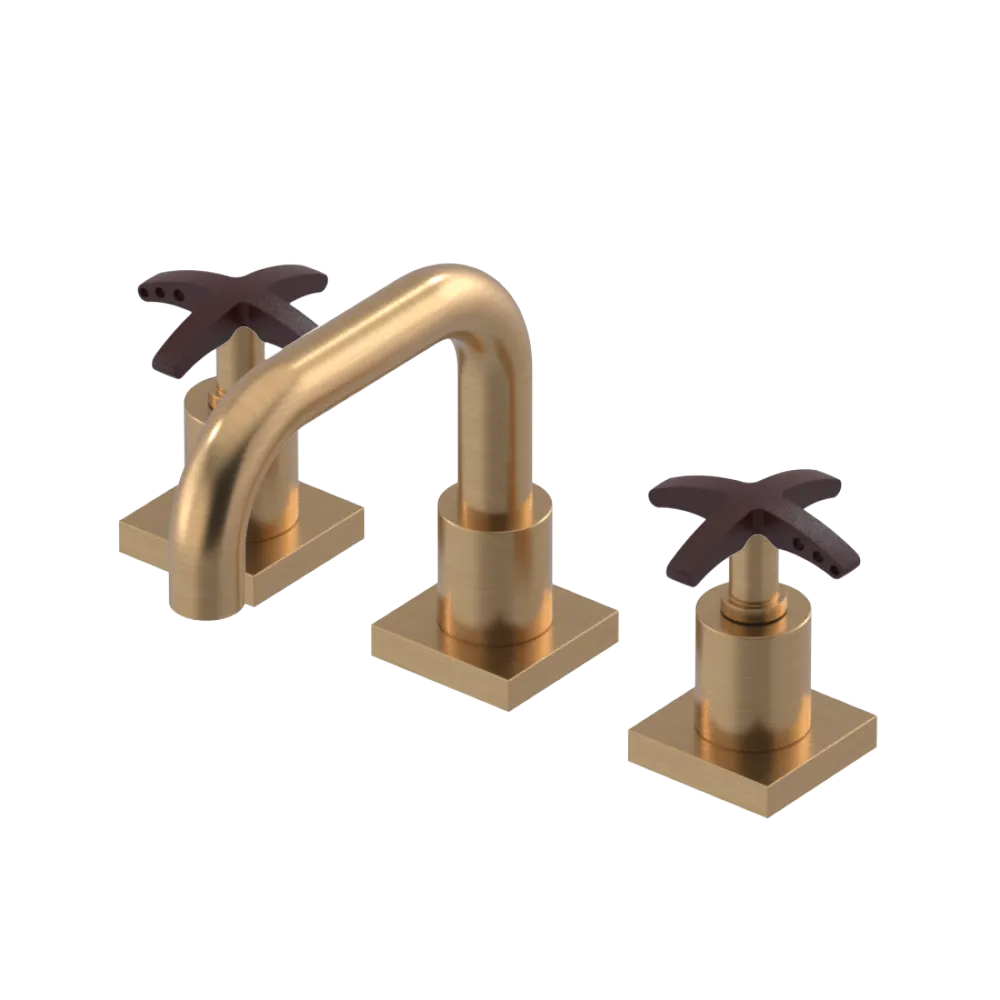 Rubinet Widespread Lav. Set. with Genesis spout (less drain) Satin Gold