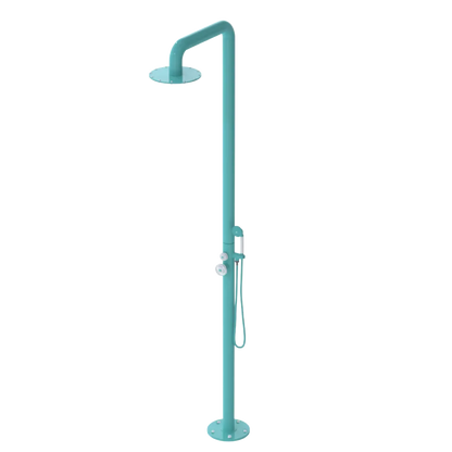 Rubinet Pressure Balance Outdoor Shower with Hand Held Shower & 10" Shower Head - 304 Stainless Steel Aqua