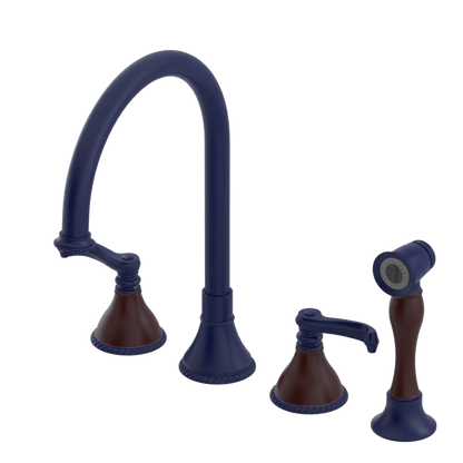 Rubinet Widespread Kitchen Set with Hand Spray Midnight Blue